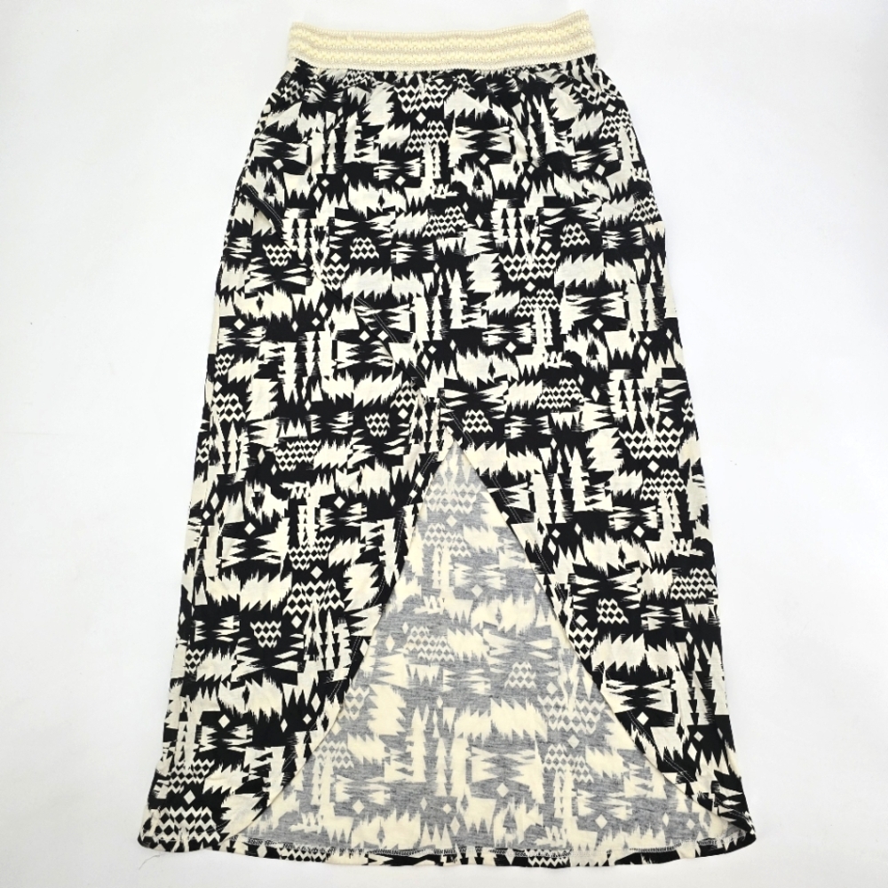 Cato Girls Black and Cream Geometric Midi Skirt Size XL 16